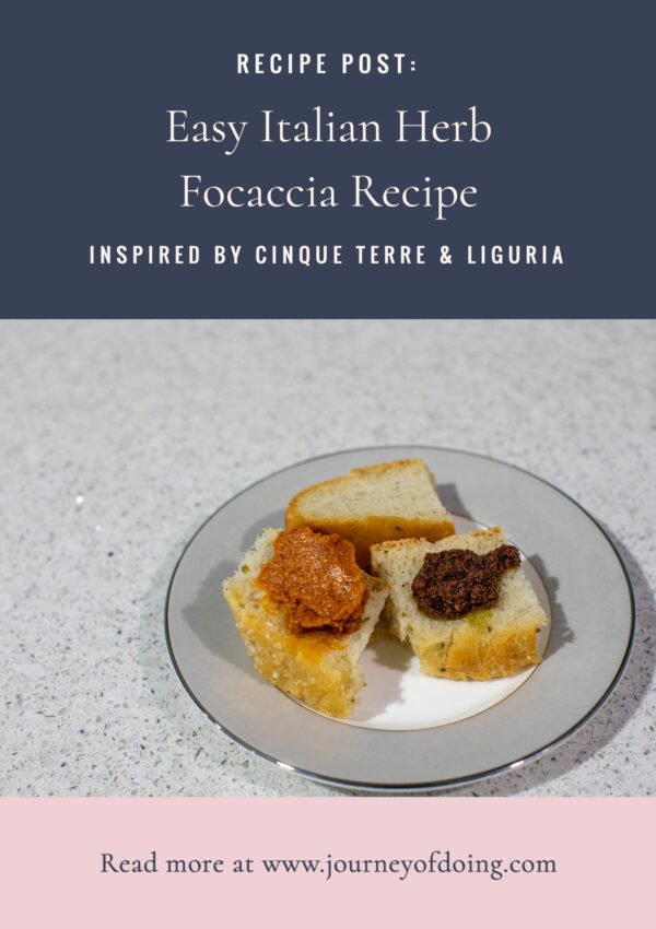 If you miss Cinque Terre, try this easy Italian herb focaccia recipe to recreate your favorite flavors! Goes great with pasta, pesto, or as a stand alone snack!