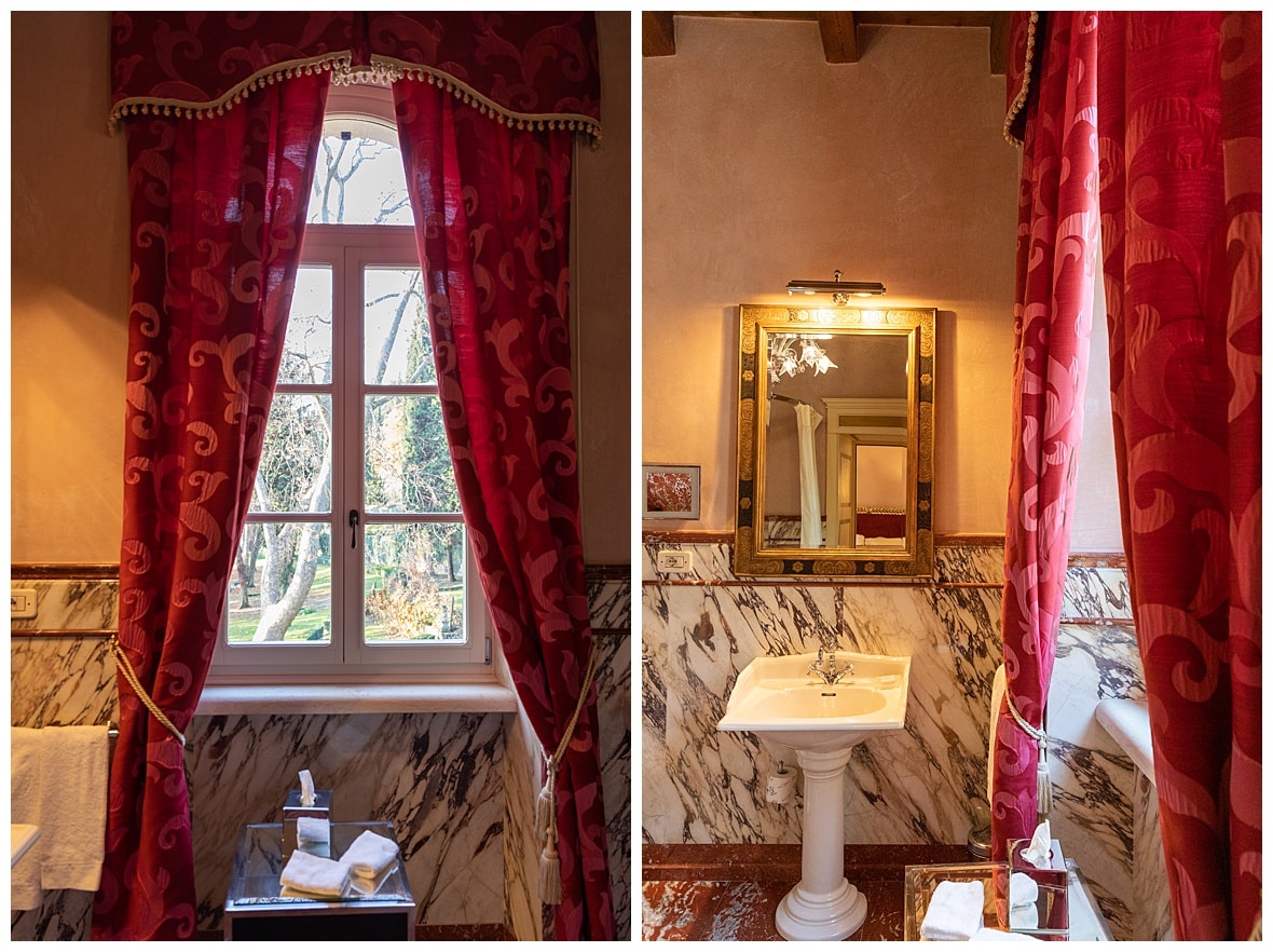 Elegance room bathroom at Villa Cordevigo 